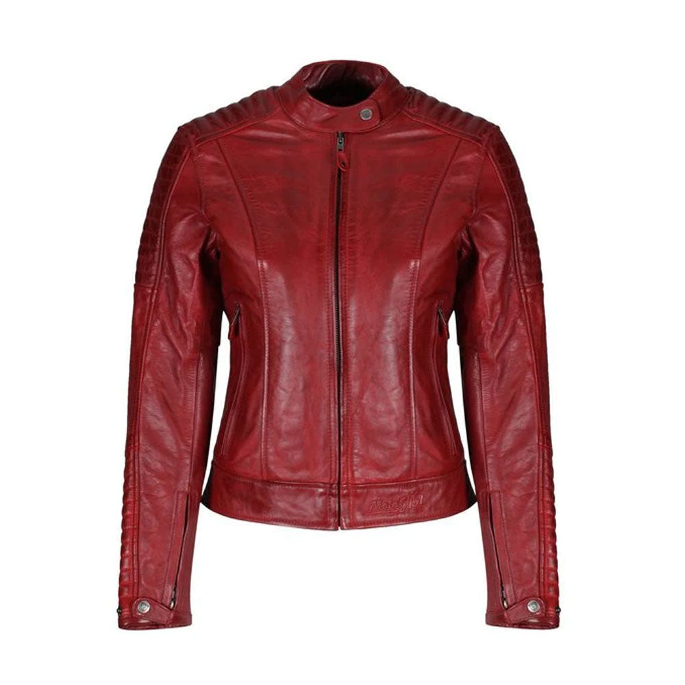 Women's Red B3 Sheepskin Leather Biker Jacket