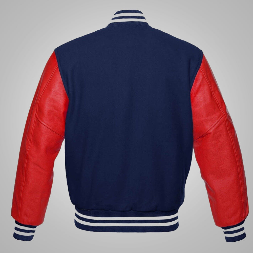 Men's Baseball Style Red and Blue Varsity Jacket