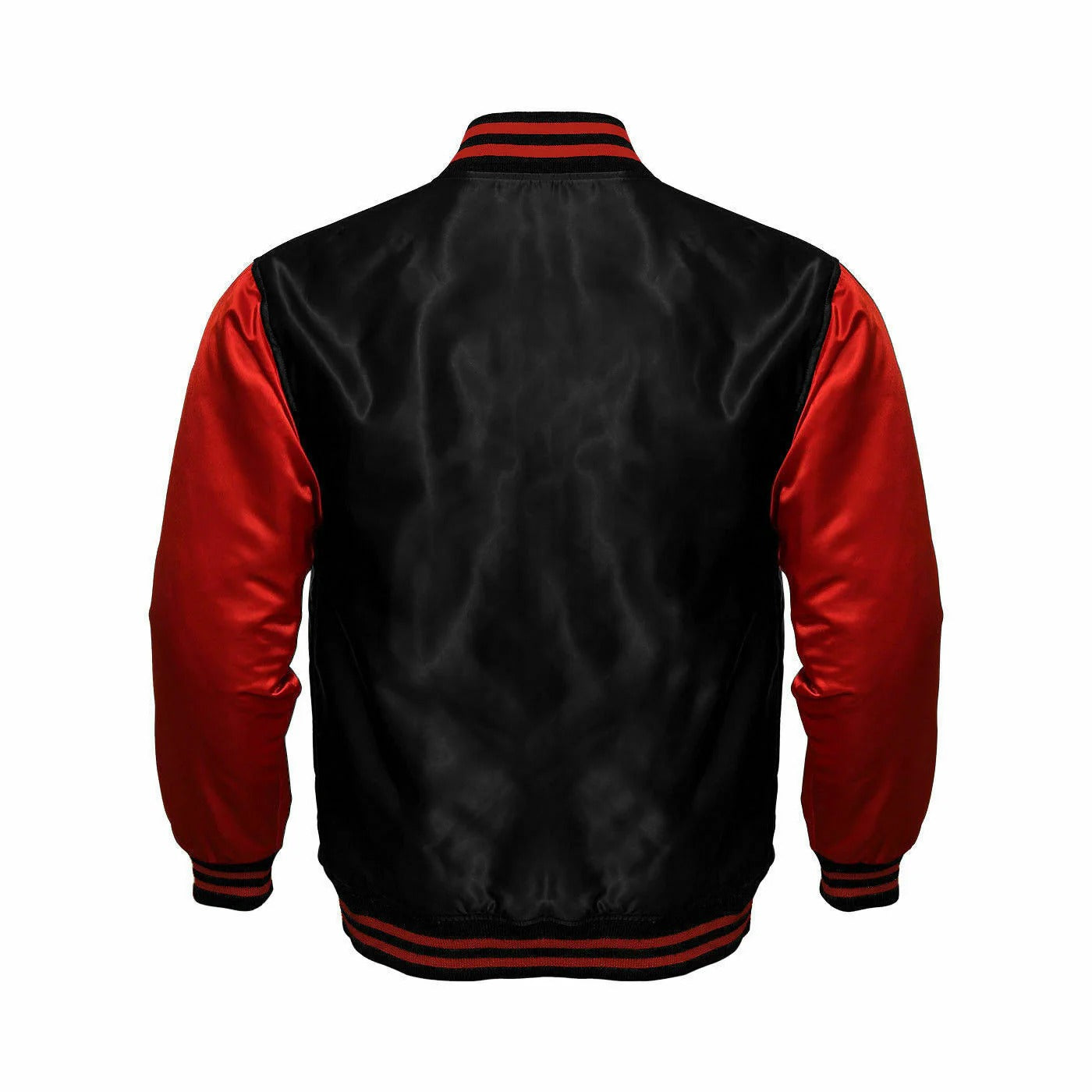 Men’s Black and Red Satin Varsity Jacket