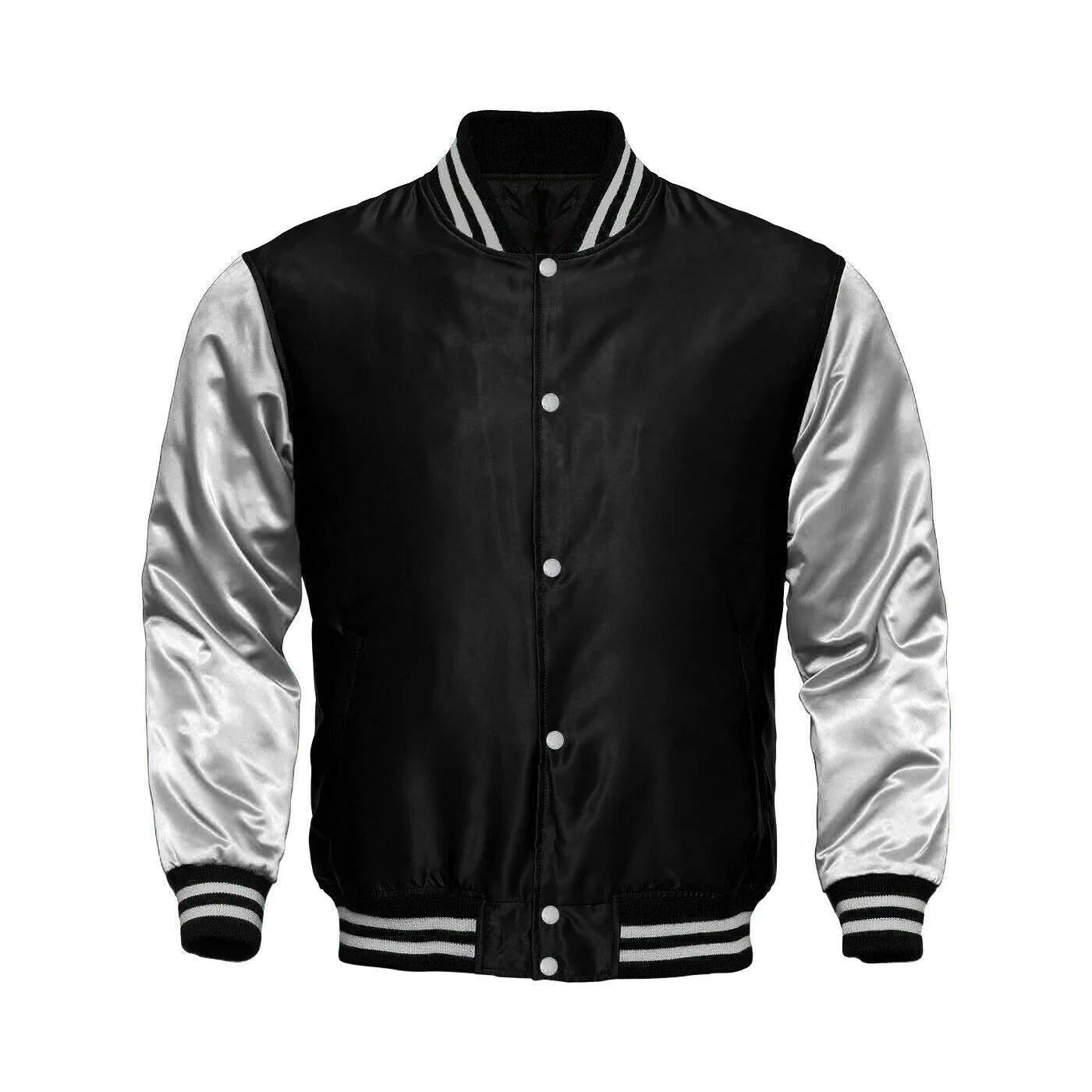 Black & White Satin Varsity Jacket