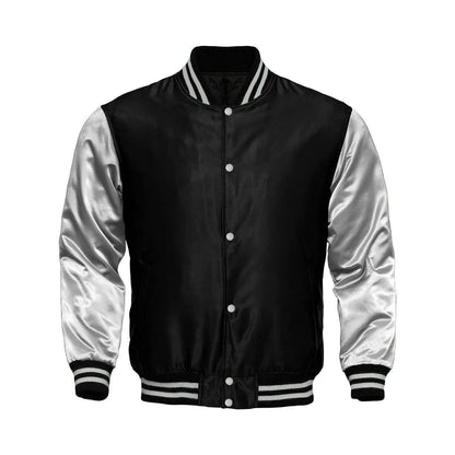 Black & White Satin Varsity Jacket