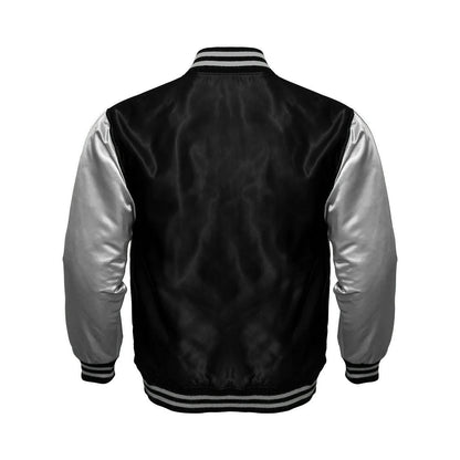Black & White Satin Varsity Jacket