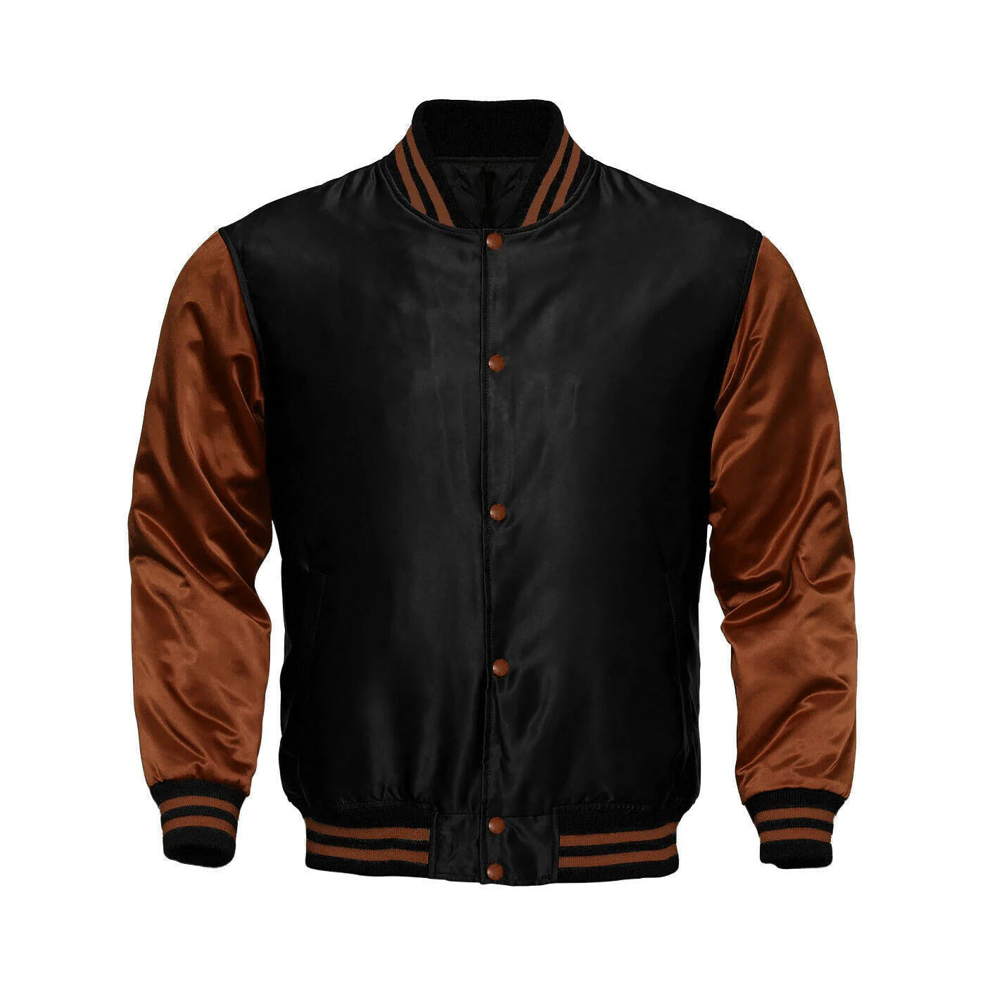 Avanzar Black & Brown Satin Varsity Jacket