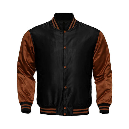 Avanzar Black & Brown Satin Varsity Jacket
