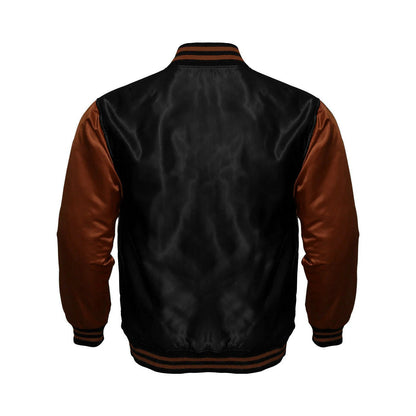 Avanzar Black & Brown Satin Varsity Jacket