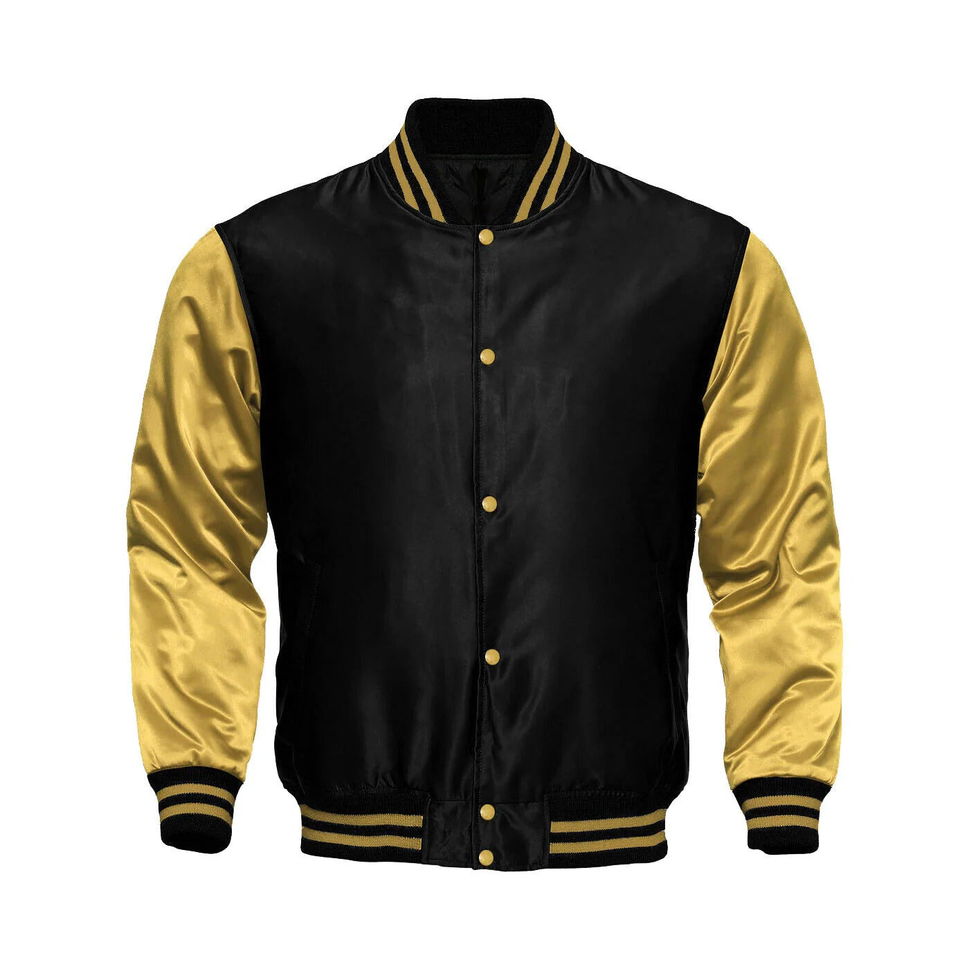 Avanzar Black & Gold Satin Varsity Jacket