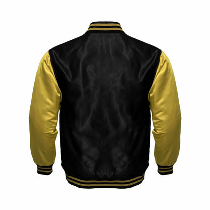 Avanzar Black & Gold Satin Varsity Jacket