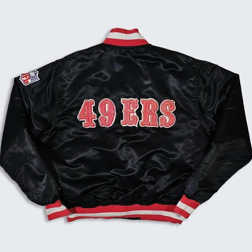 Vintage 80s San Francisco 49ers Red Satin Bomber Jacket