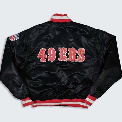 Vintage 80s San Francisco 49ers Red Satin Bomber Jacket