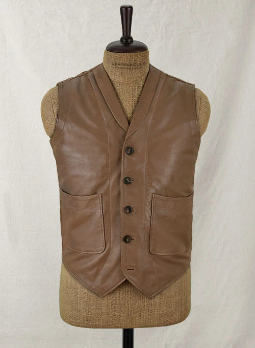 Shawl Lapel Leather Vest, Premium Men's Leather Vest, Avanzar Leather