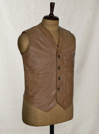 Shawl Lapel Leather Vest, Premium Men's Leather Vest, Avanzar Leather