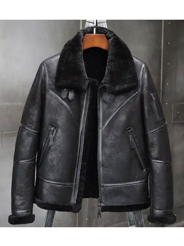 Aviator Winter Coat Fur Bomber Leather Jacket