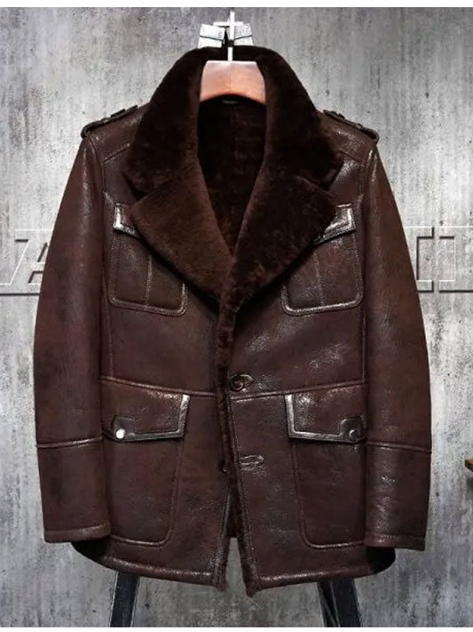 Men's B3 Pilot Aviator Sheepskin Leather Bomber Jacket