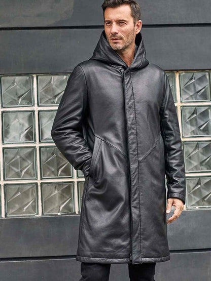 Overcoat Warm Down Jacket Black Leather Parkas Oversize Winter Outwear