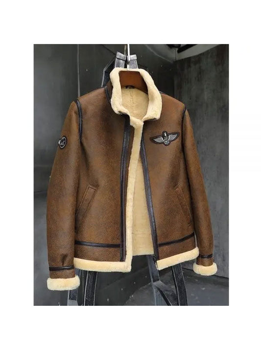 Men's Sheepskin Shearling Motorcycle Leather Jacket