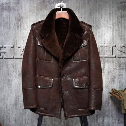 Men's B3 Pilot Leather Aviator Sheepskin Flying Bomber Jacket