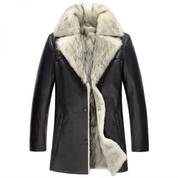 Liner Lambskin Leather Sheepskin Long Outerwear Jacket