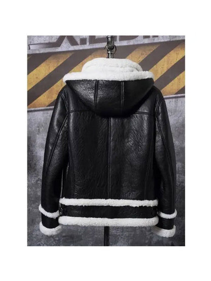 New Men’s Bomber Hooded Sheepskin Leather Jacket Short Coat