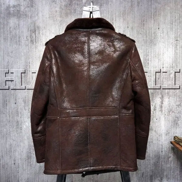 Men's B3 Pilot Leather Aviator Sheepskin Flying Bomber Jacket