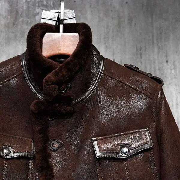 Men's B3 Pilot Leather Aviator Sheepskin Flying Bomber Jacket