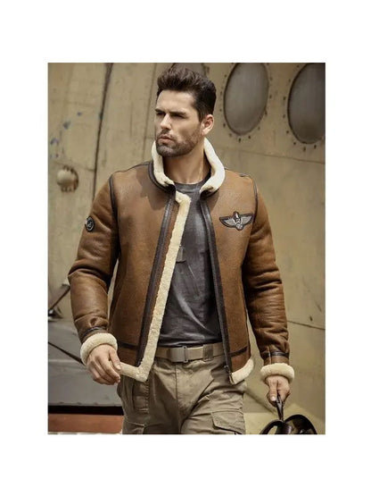 Men's Sheepskin Shearling Motorcycle Leather Jacket