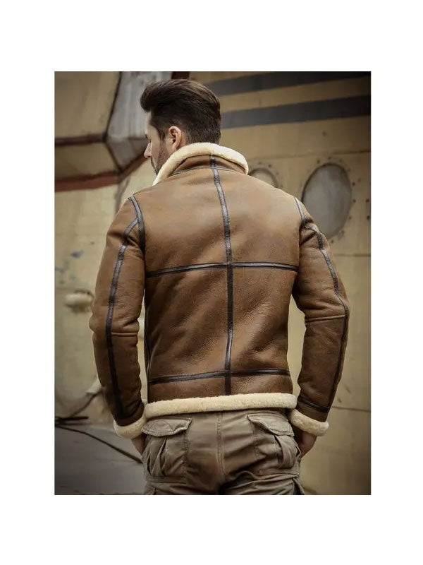 Men's Sheepskin Shearling Motorcycle Leather Jacket