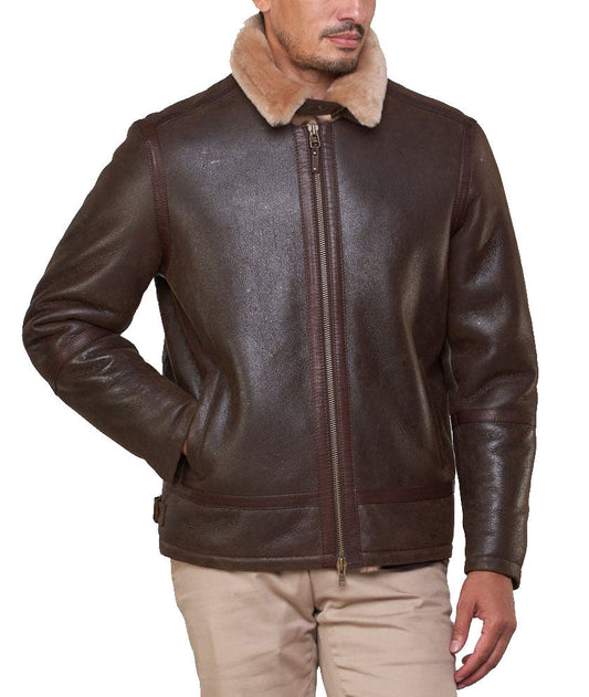 Men’s Shearling Sheepskin Bomber Jacket