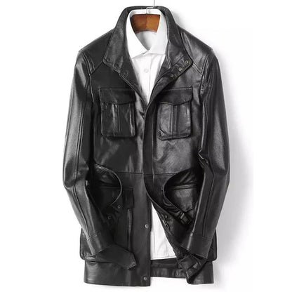 Men’s Sheriff-Style Leather Trench Coat