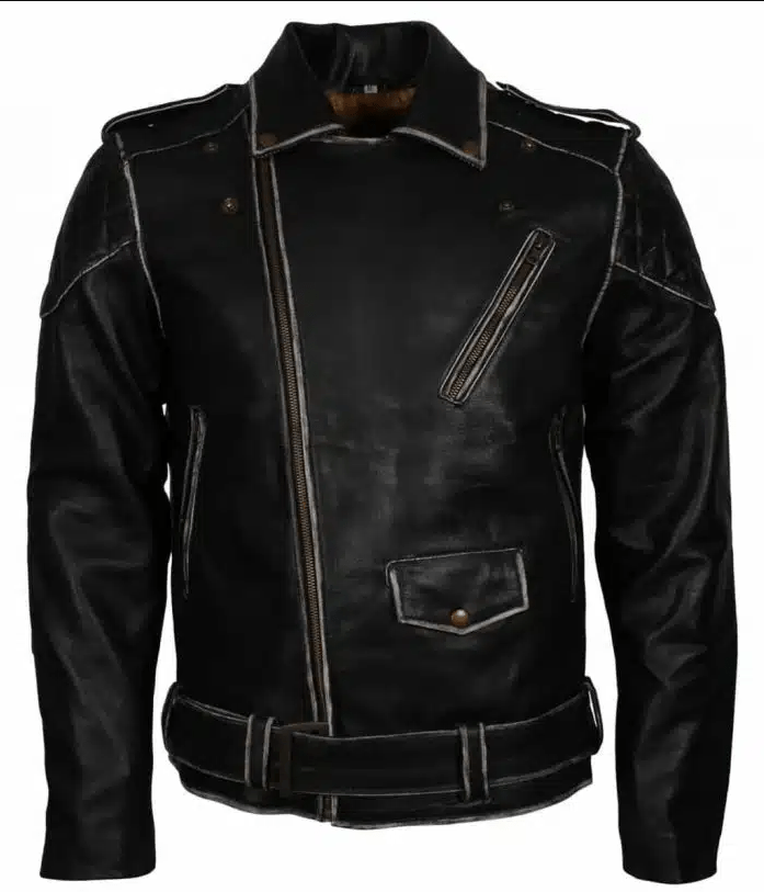 Men's Vintage Black Biker Leather Jacket