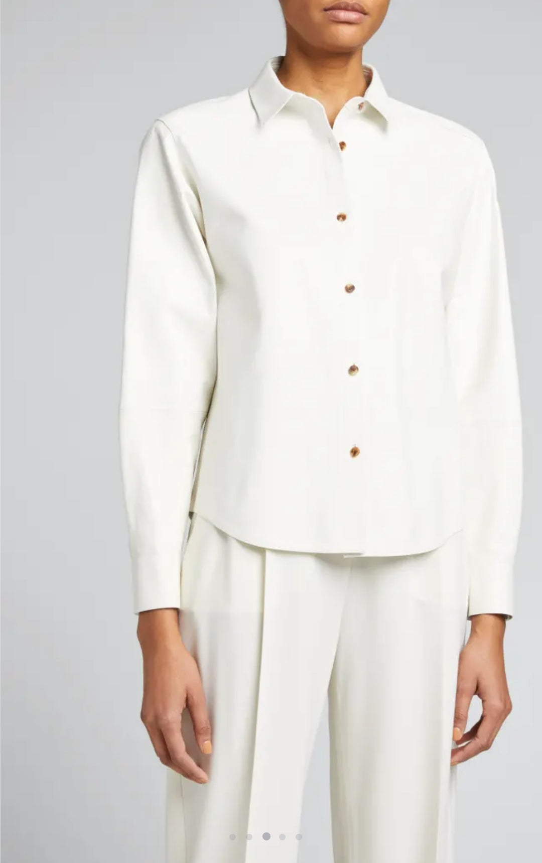 Women's Short White Leather Shirt