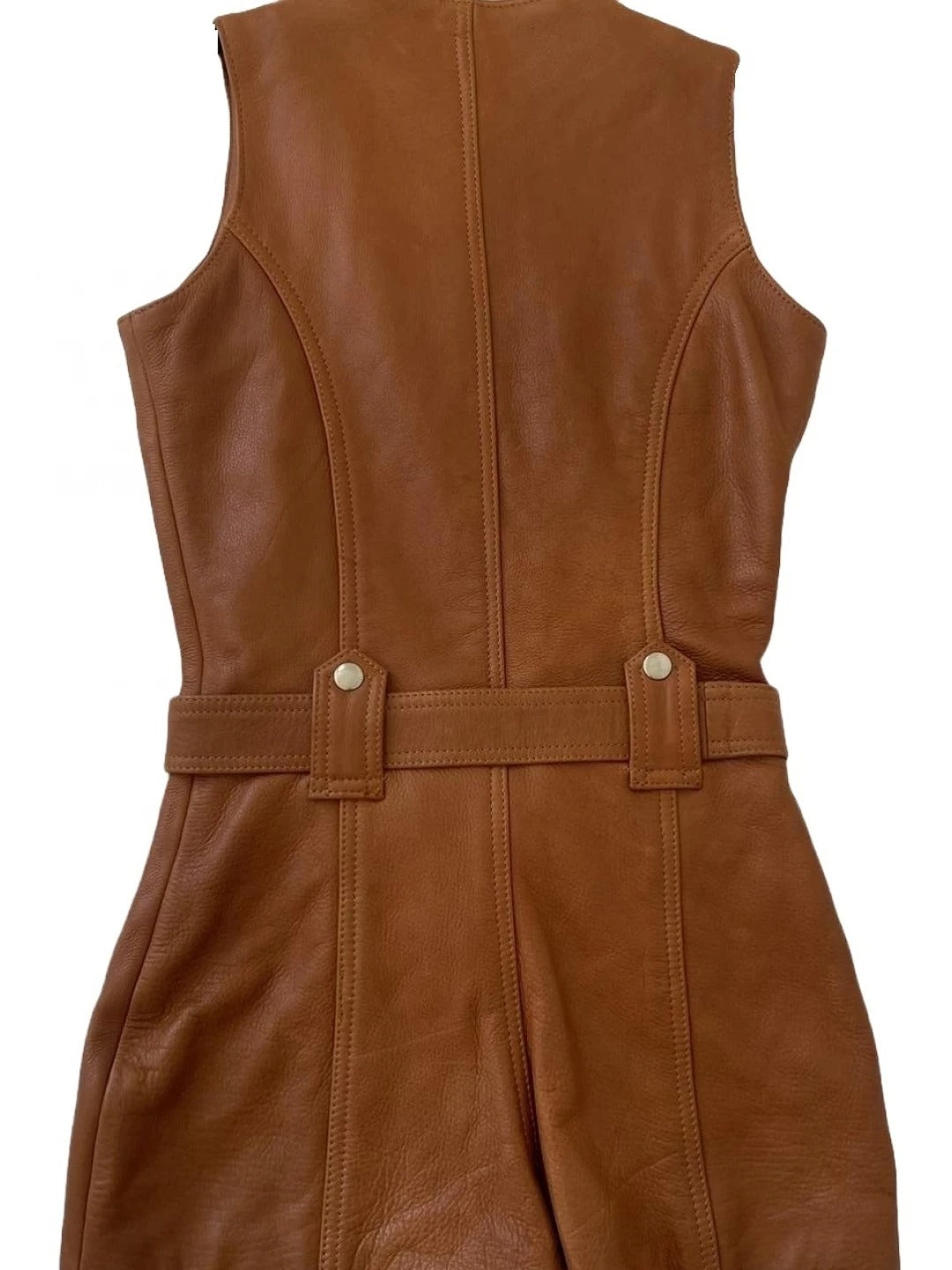 Avanzar Leather Brown Leather Short Romper