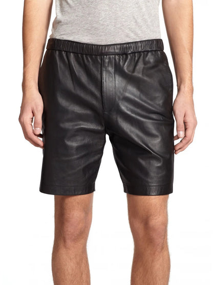 Men’s Simple Classic Black Leather Shorts