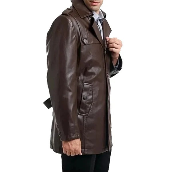 Men’s Brown Single Breasted Motorcycle Leather Coat Avanzar Leather