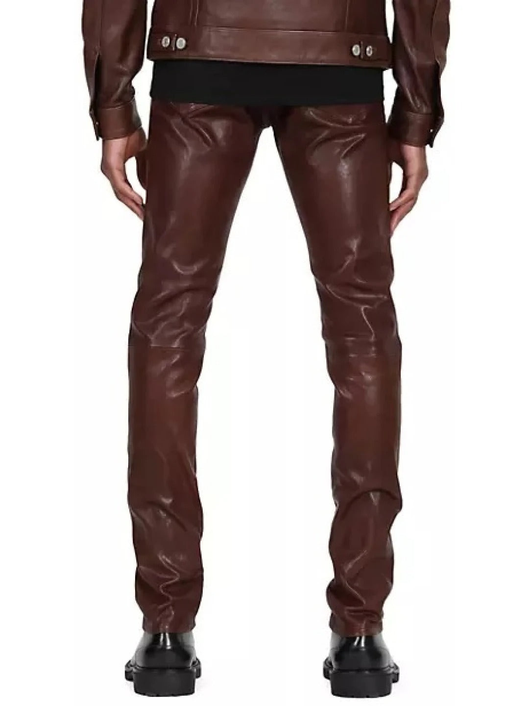 Skinny Brown Leather Trousers for Men by Avanzar Leather