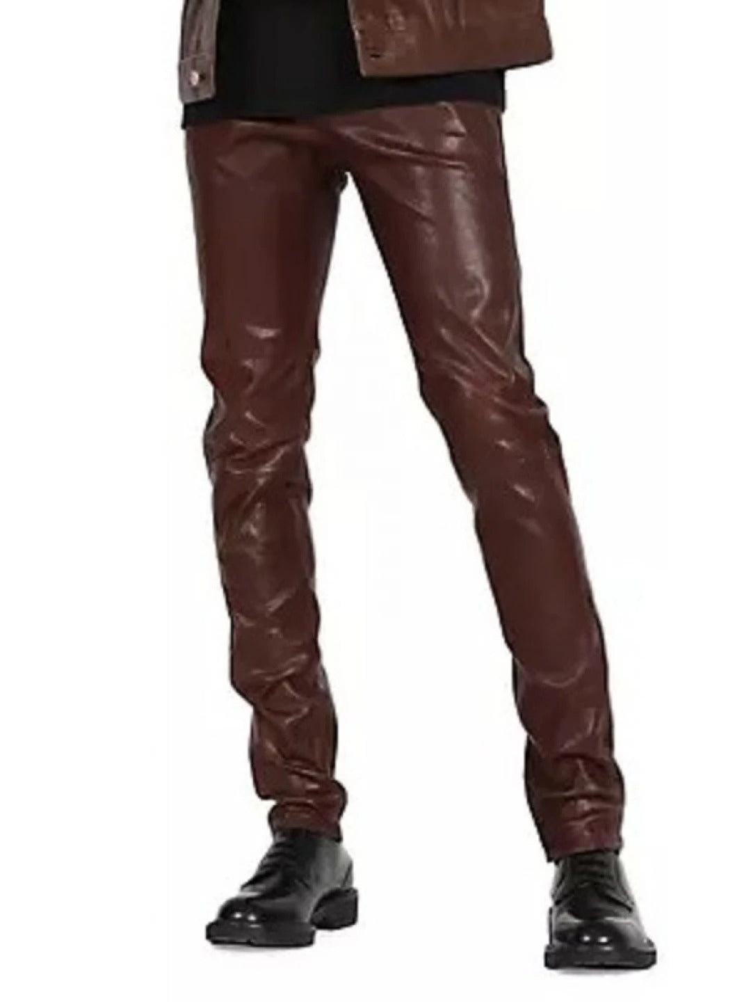 Skinny Brown Leather Trousers for Men by Avanzar Leather