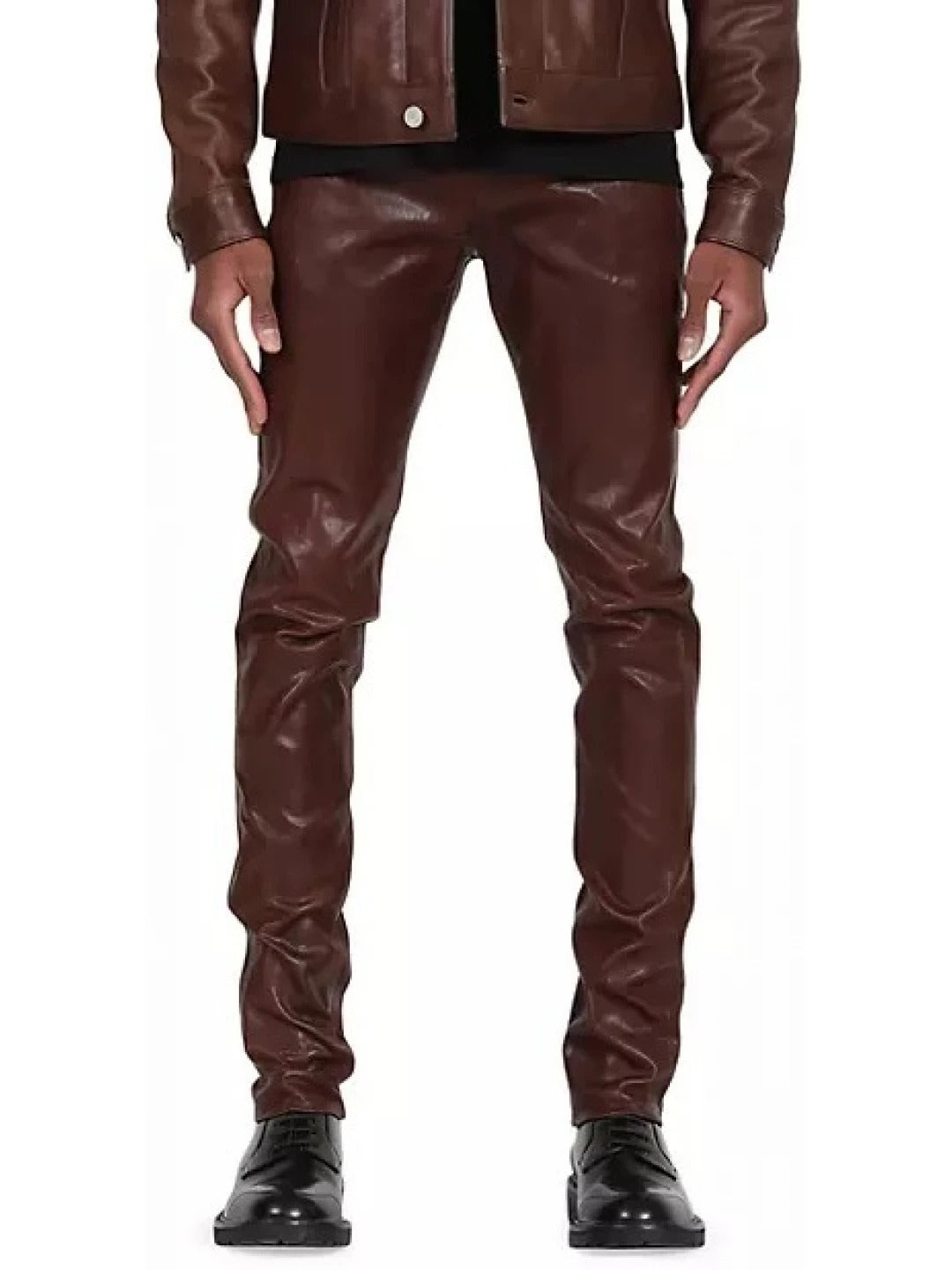 Skinny Brown Leather Trousers for Men by Avanzar Leather