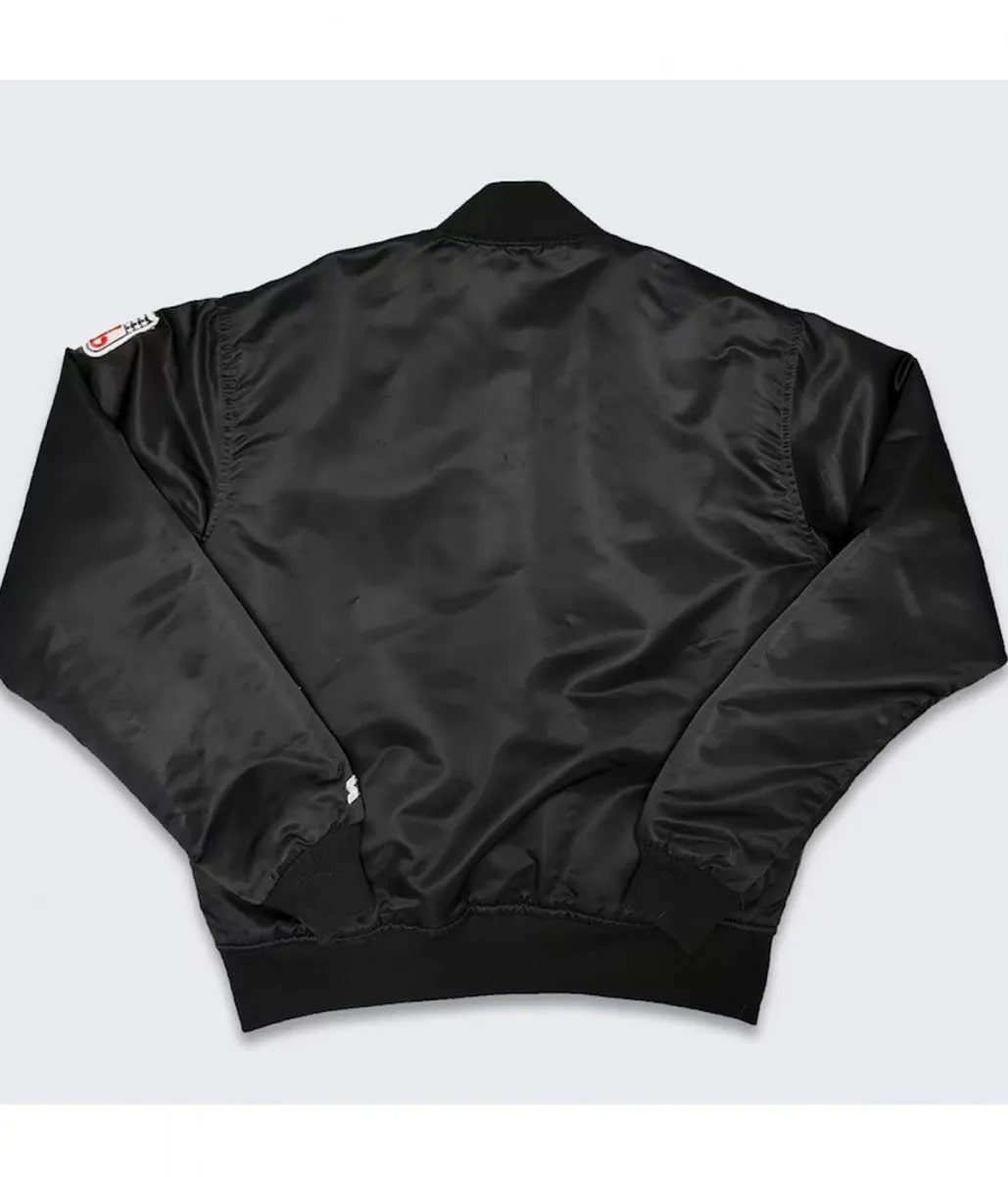 Los Angeles Raiders Starter Black Satin Bomber Jacket