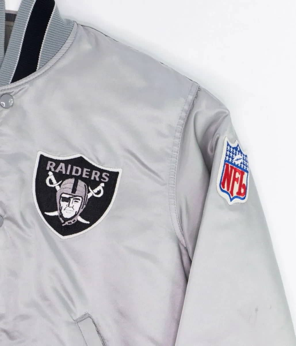 Los Angeles Raiders Starter Black Satin Bomber Jacket