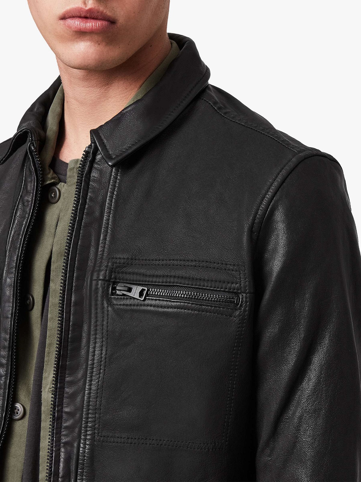 Men's Premium Solid Black Leather Jacket