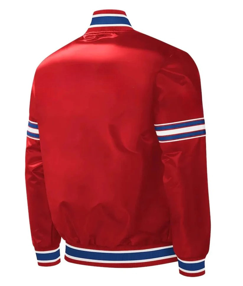 Red Satin Varsity Jacket – Bold & Sporty Avanzar Leather