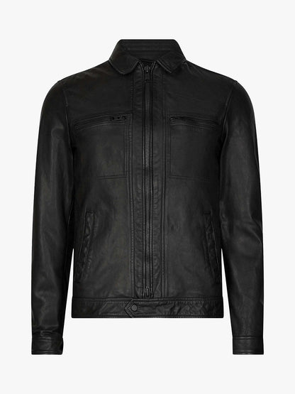 Men's Premium Solid Black Leather Jacket