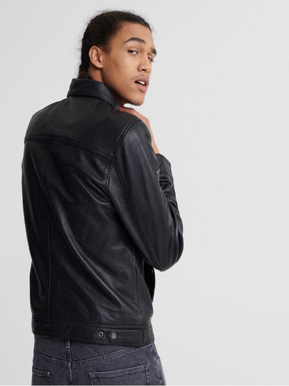 Men’s Black Leather Jacket by Avanzar