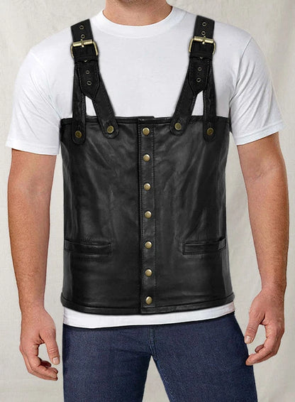 Tupac Suspender Leather Vest - Premium Men's Leather Vest Avanzar Leather