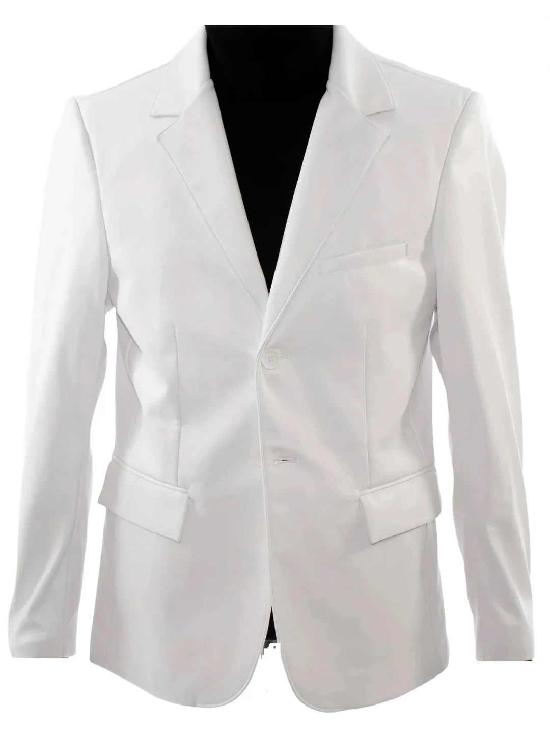 Sophisticated Two-Button White Leather Blazer Avanzar Leather