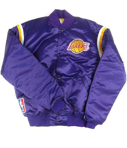 Retro 80s Los Angeles Lakers Satin Bomber Jacket