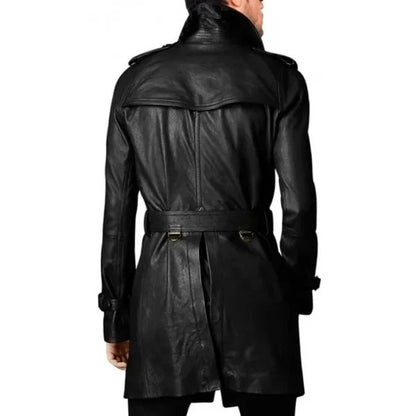 Men’s Black Vintage Style Long Leather Coat Avanzar Leather