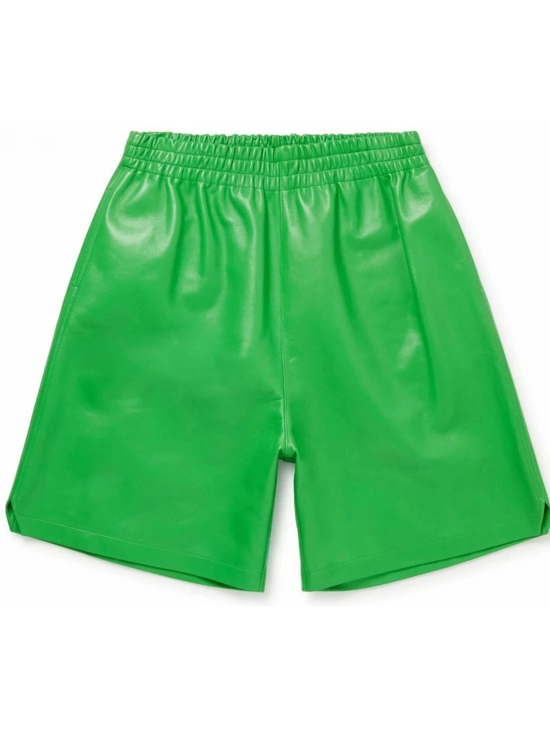 Men’s Wide-Leg Green Leather Shorts – Stylish and Comfortable Fit