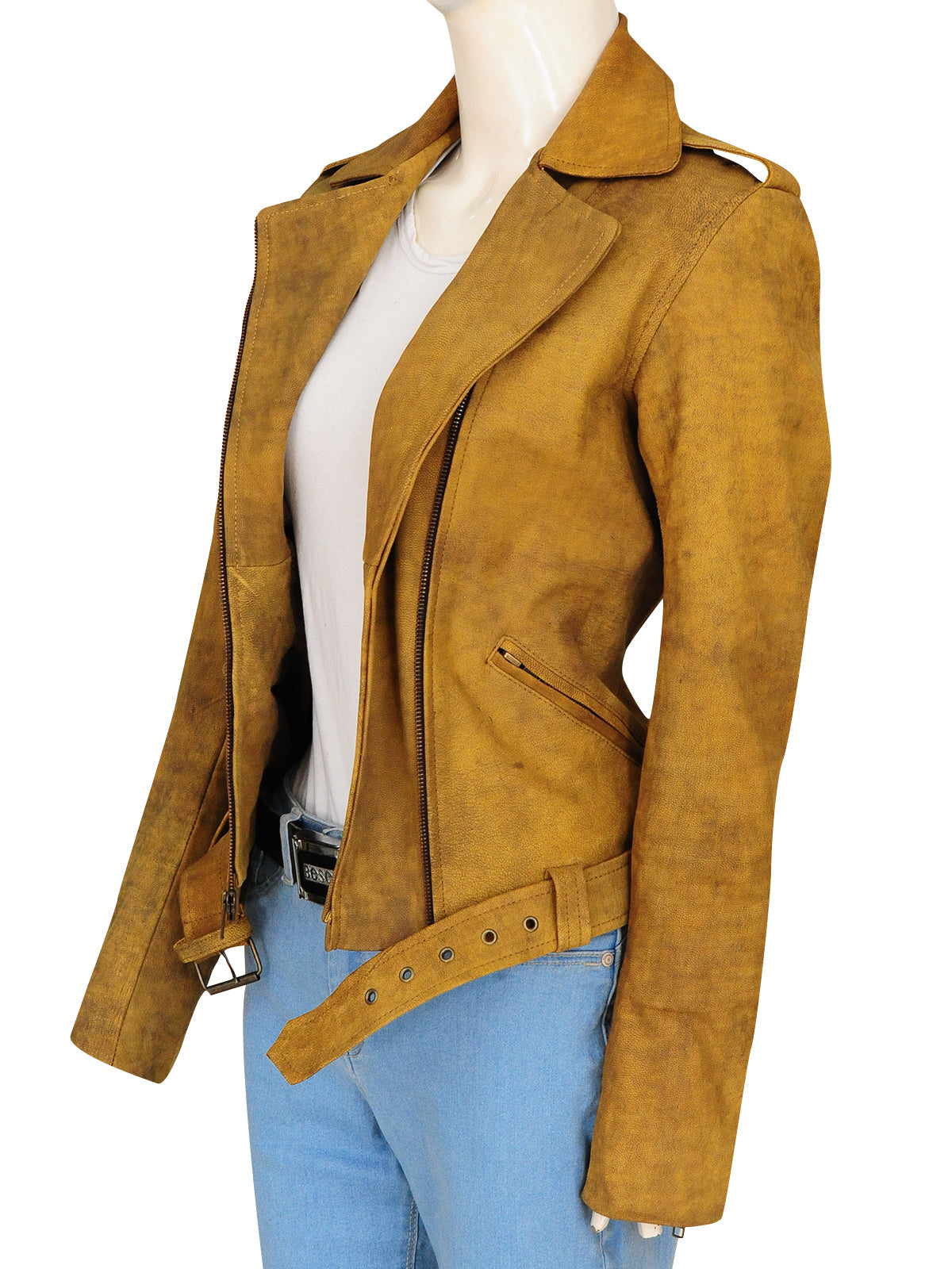 Premium Avanzar Women’s Distressed Brown Leather Jacket