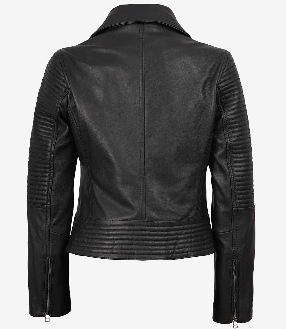 Women’s Black Leather Moto Jacket – Avanzar Bold Ride