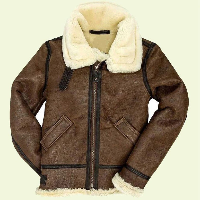 Women’s Brown Shearling Bomber Leather Jacket